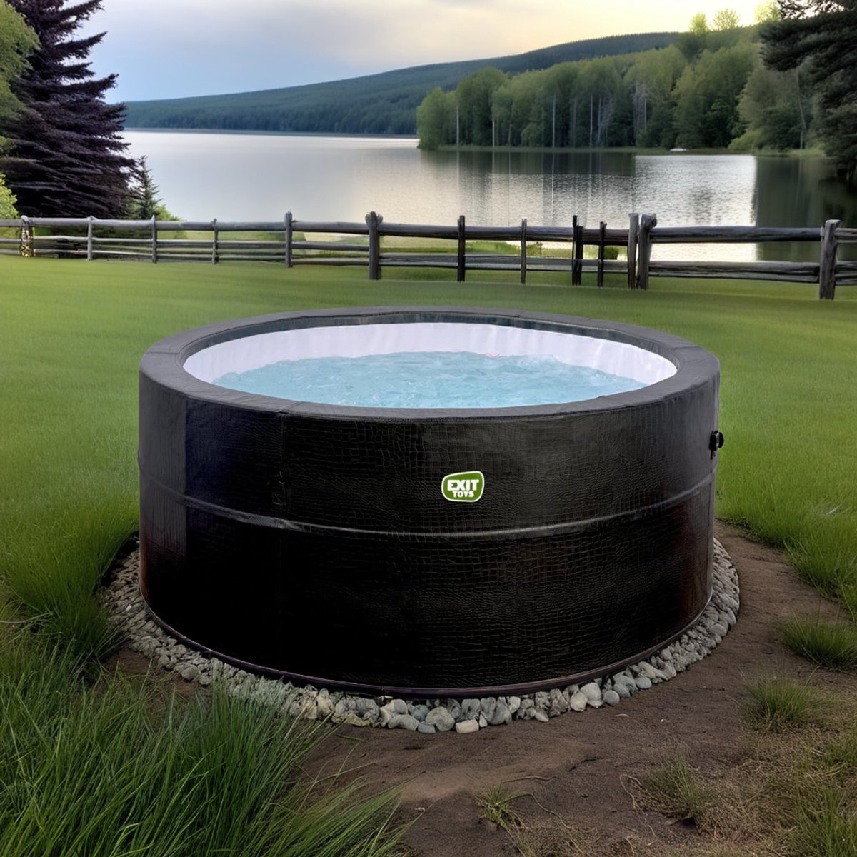 Jacuzzi Leather Premium 4 Persoons – Ø184 cm – 812L – 120 Massagejets – Met Verwarming, Filterpomp, Isolatiepanelen & Luxe Lederen Look – Zwart – Indoor & Outdoor Bubbelbad / Whirlpool / Spa