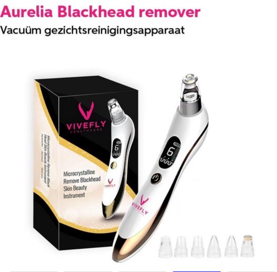 Vivefly Healthcare Blackhead Remover Aurelia - Poriënreinigers - Mee-eter Verwijderaar - Gezichtsreinigingsapparaat - Gezichtsverzorging - Huidverzorging - Gezichtsmasker - Acne Behandeling
