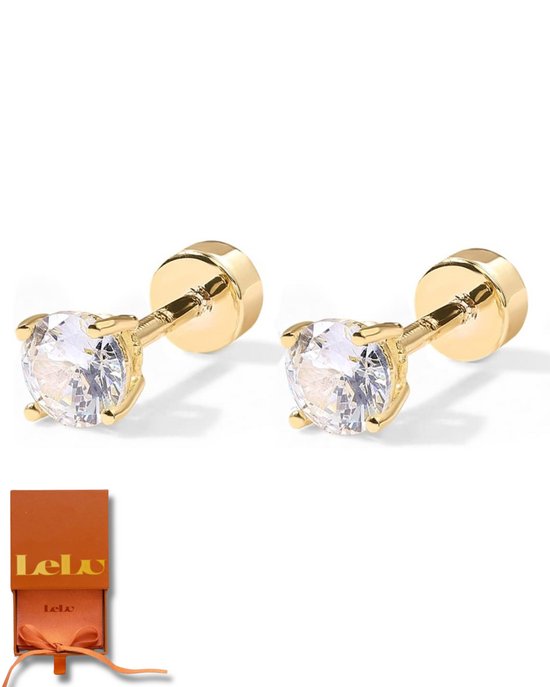 Boucles D'Oreilles À Clip En Plaqué Or 18 Carats Avec Cristal Blanc Et