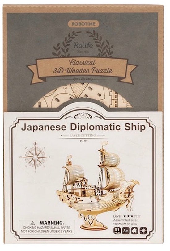 Robotime 3D puzzel modelbouw pakket Japanese Diplomatic Ship TG307