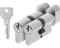AXA Knopcilinder Cilinderslot - 2 stuks - 30/30 mm - Security - Veiligheidscilinder Vernikkeld - SKG** - incl. 6 sleutels