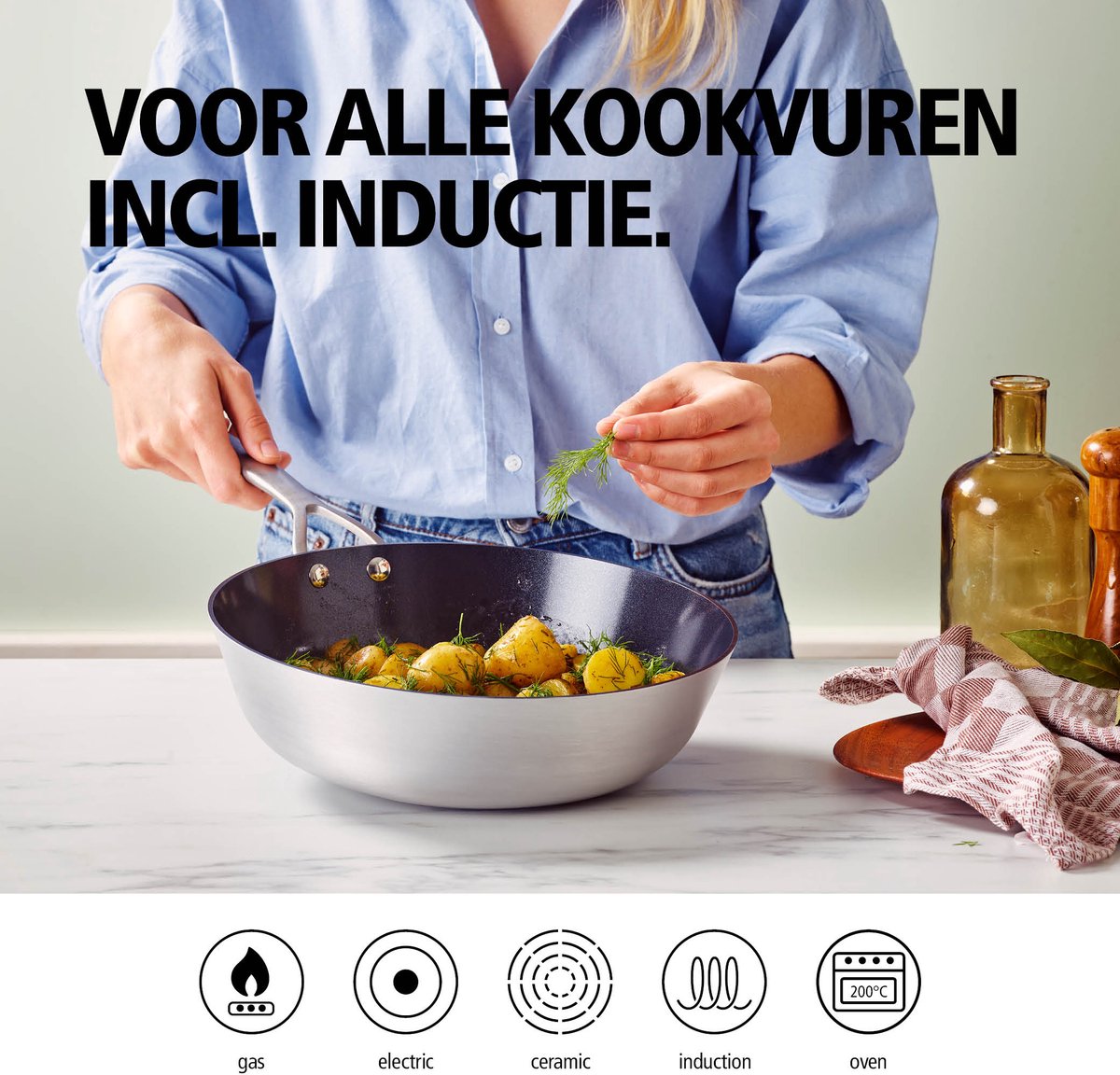 Brabantia Dusk Wokpan Ø 28cm – 100% PFAS Vrij – Keramische Antiaanbaklaag - Inductie Koekenpan – Vaatwasser- en Ovenbestendig - Grijs — afbeelding 5