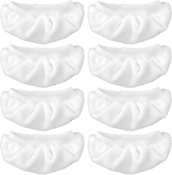 Lot de 8 chiffons de nettoyage vapeur - Ensemble de chiffons en microfibre universels - Chiffons de rechange pour nettoyeurs vapeur - Pour tous les nettoyeurs vapeur portatifs - Lavables - Chiffons de rechange réutilisables (Lot de 8 - Wit)
