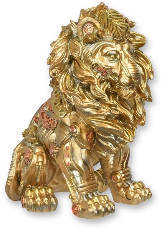 Statue en résine - Lion - Steampunk - 33 cm de haut