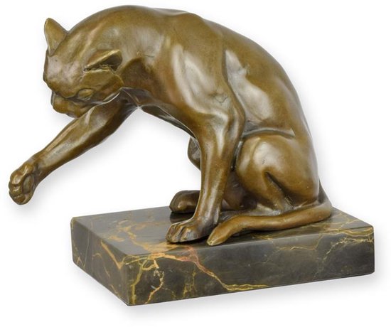 Chat jouant - Statue en bronze - sculpture - 14 cm de hauteur