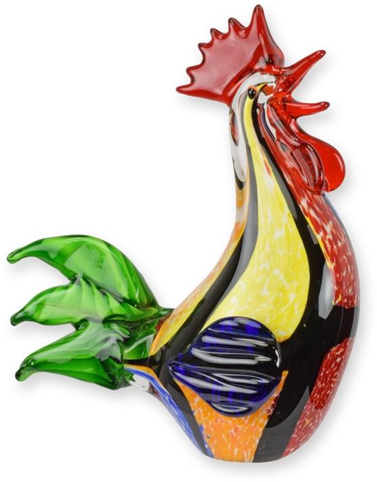 Coq - Statue en Verres - Style Murano - 27,9 cm de hauteur