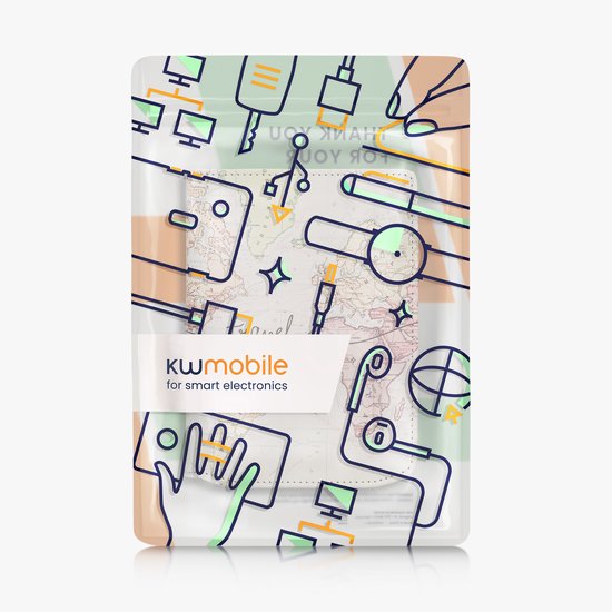 kwmobile e-reader hoesje geschikt voor Pocketbook Verse / Verse Lite / Verse Pro / Color / Vivlio Light/Light HD hoes - E reader flip case met magneetsluiting - Ereader cover - Travel Wereldkaart design in zwart / meerkleurig van Merkloos — afbeelding 2