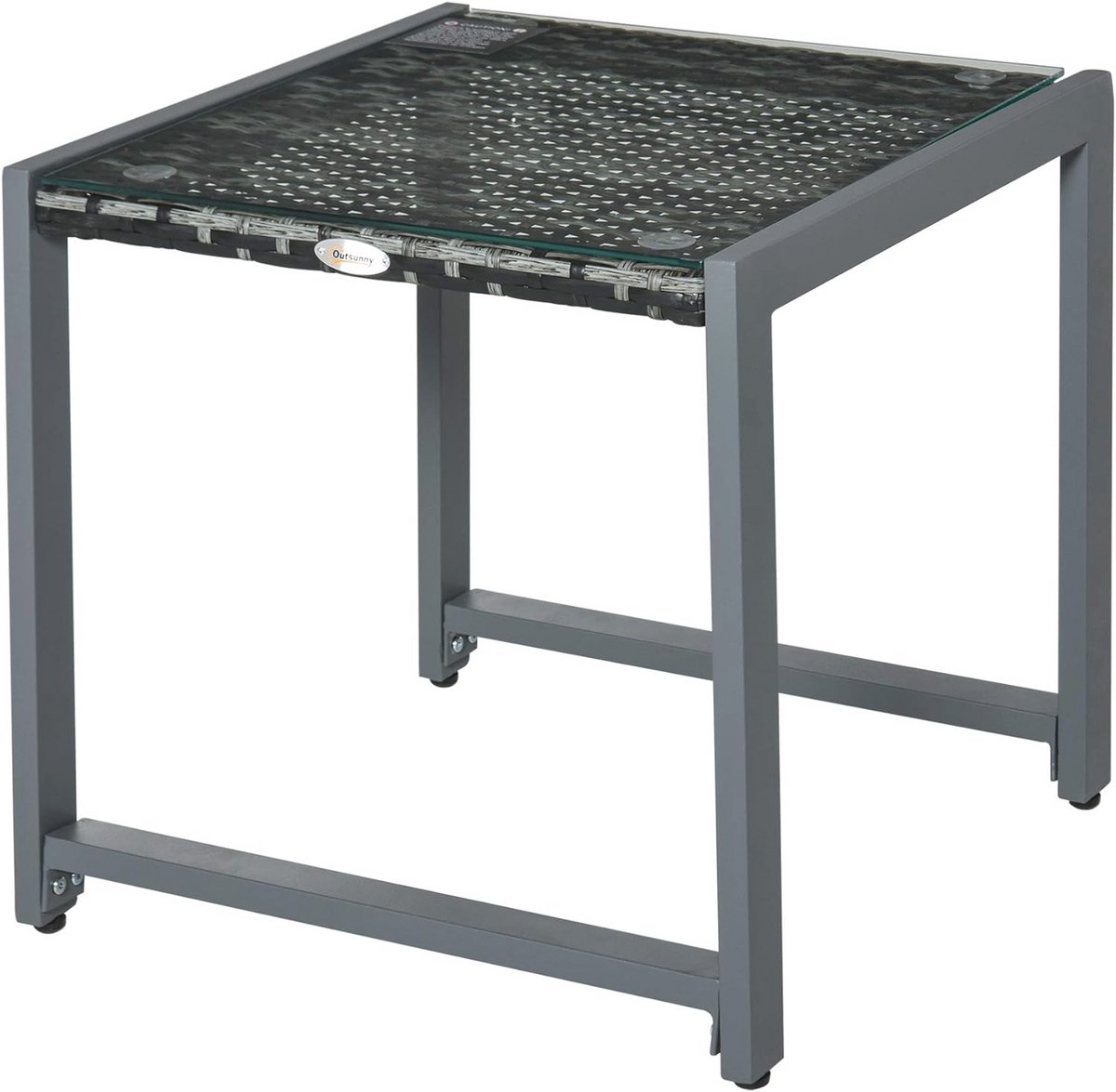 Elegante tuintafel met gehard glas en aluminium - Compacte bijzettafel voor tuin en balkon