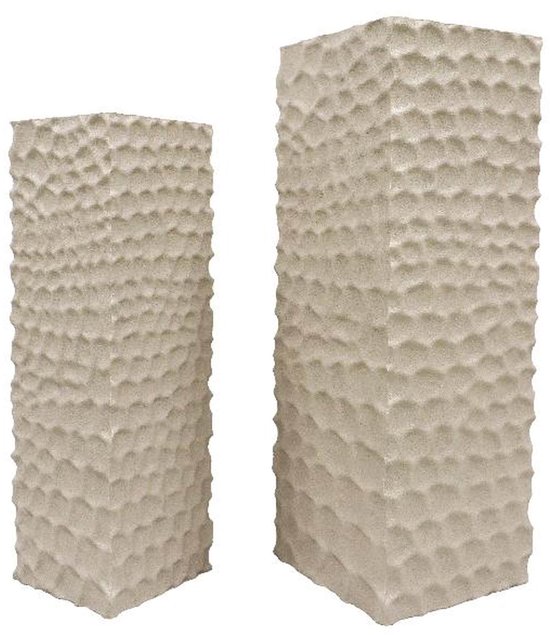 PTMD - Bloemenzuil Isaiah - Beige - 33x33x95cm - Set van 2