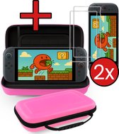 Hoes Geschikt voor Nintendo Switch 2 Case Hard Cover Bescherm Hoesje Met 2x Screenprotector - Case Geschikt voor Nintendo Switch 2 Hoes - Roze