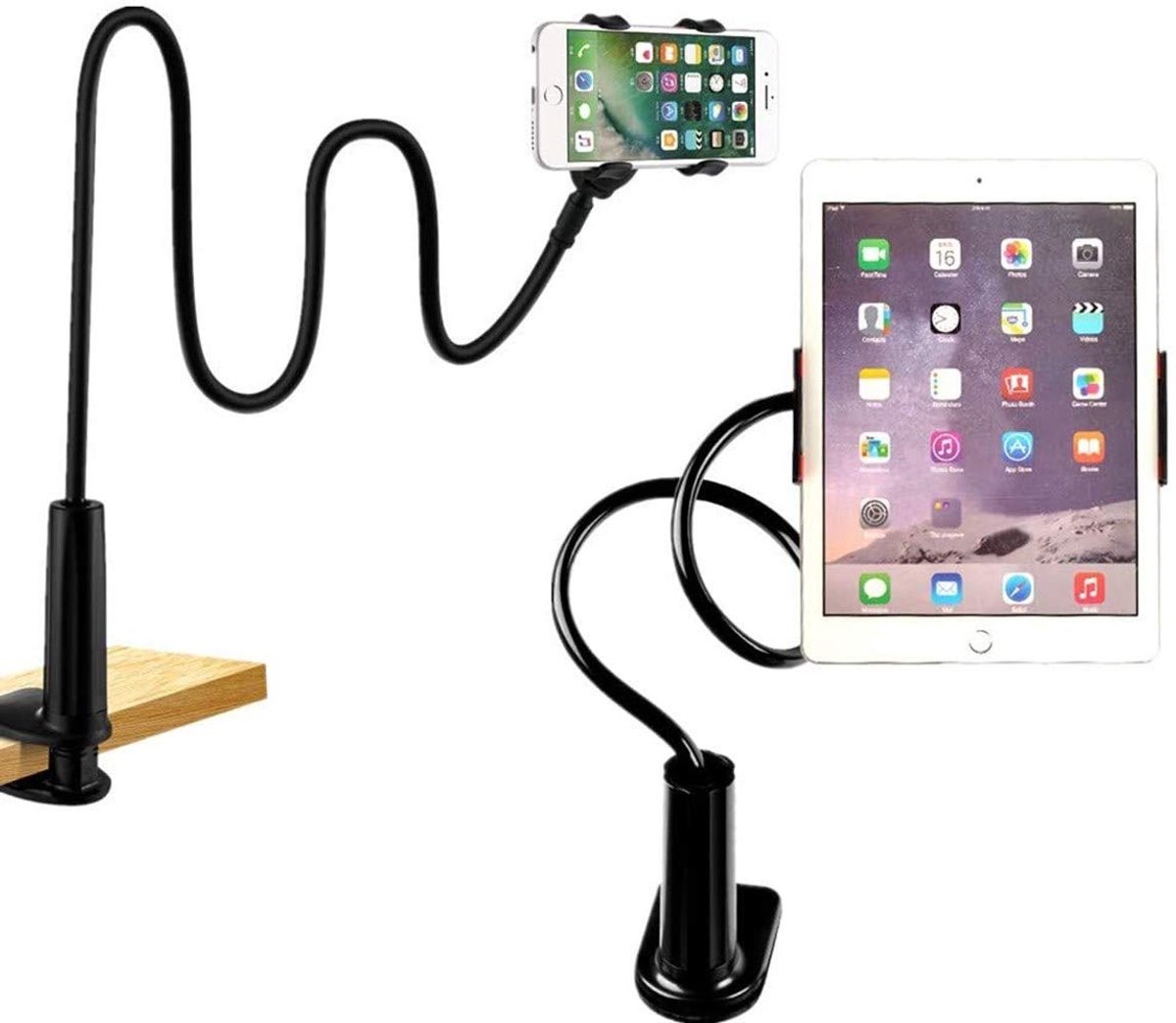 Ibenzoa® Universele 3-in-1 Flexibele Telefoon- en Tablethouder met 360° Draaibare Arm voor Meerdere Toepassingen