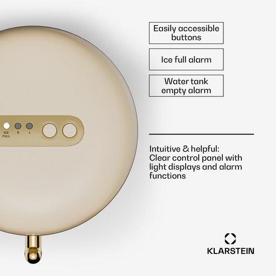Klarstein ijsblokjesmachine voor thuis, camping, horeca, snelle mini ijsblokjesmachine klein, professionele ijsmachine voor grote & kleine ijsblokjes, zelfreinigend, 2,3 L watertank, 15 kg ijs in 24 uur - voor Bar voor Feest - IJsschep van Klarstein — afbeelding 3