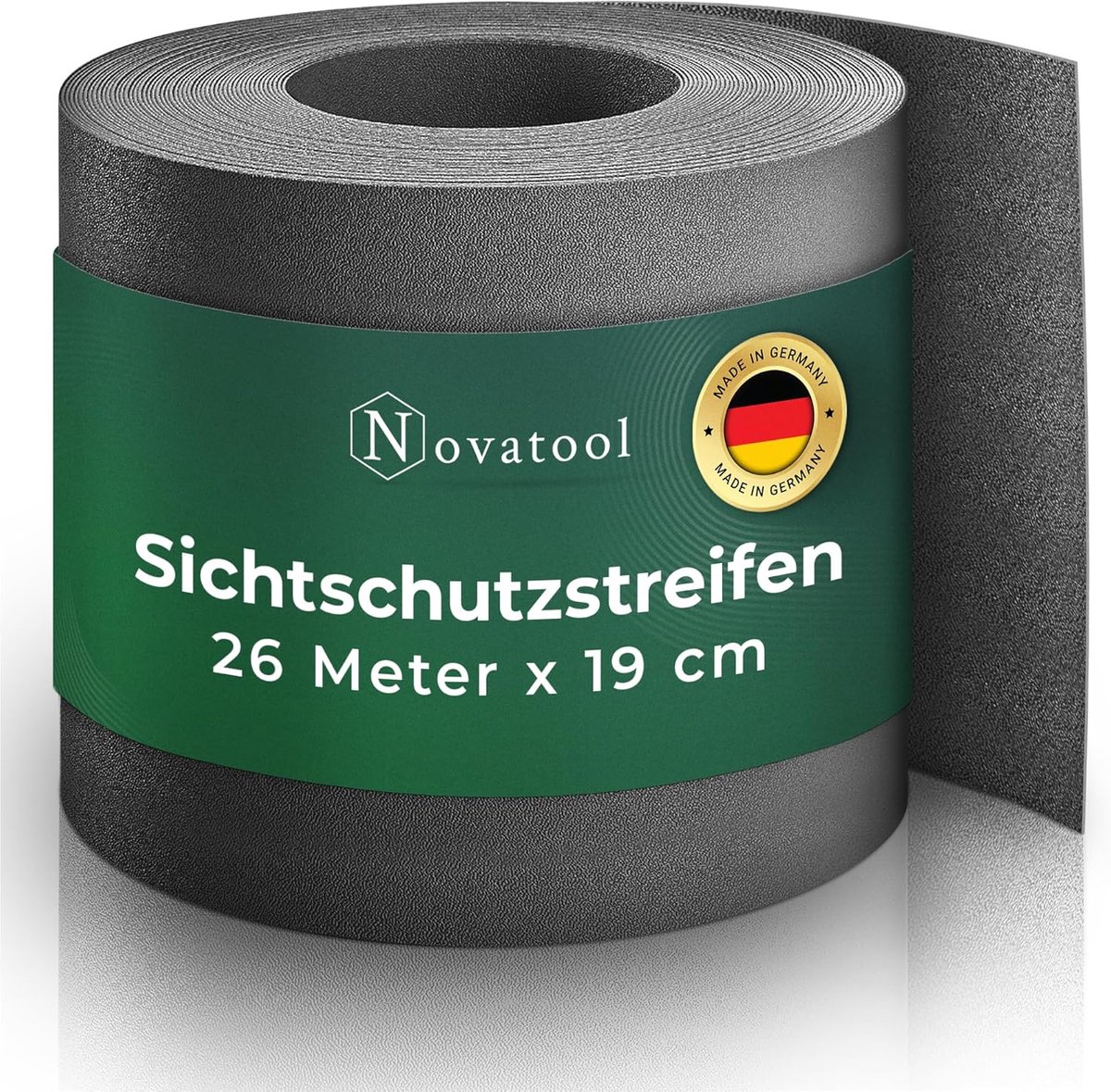 Novatool Premium PP 26m rol privacy strips voor dubbelstaafmat hekwerk antraciet voor 10 rijen, 1,1 mm extra sterke UV-bestendigheid metalen hek privacy strips hekwerkelementen privacy hekwerk