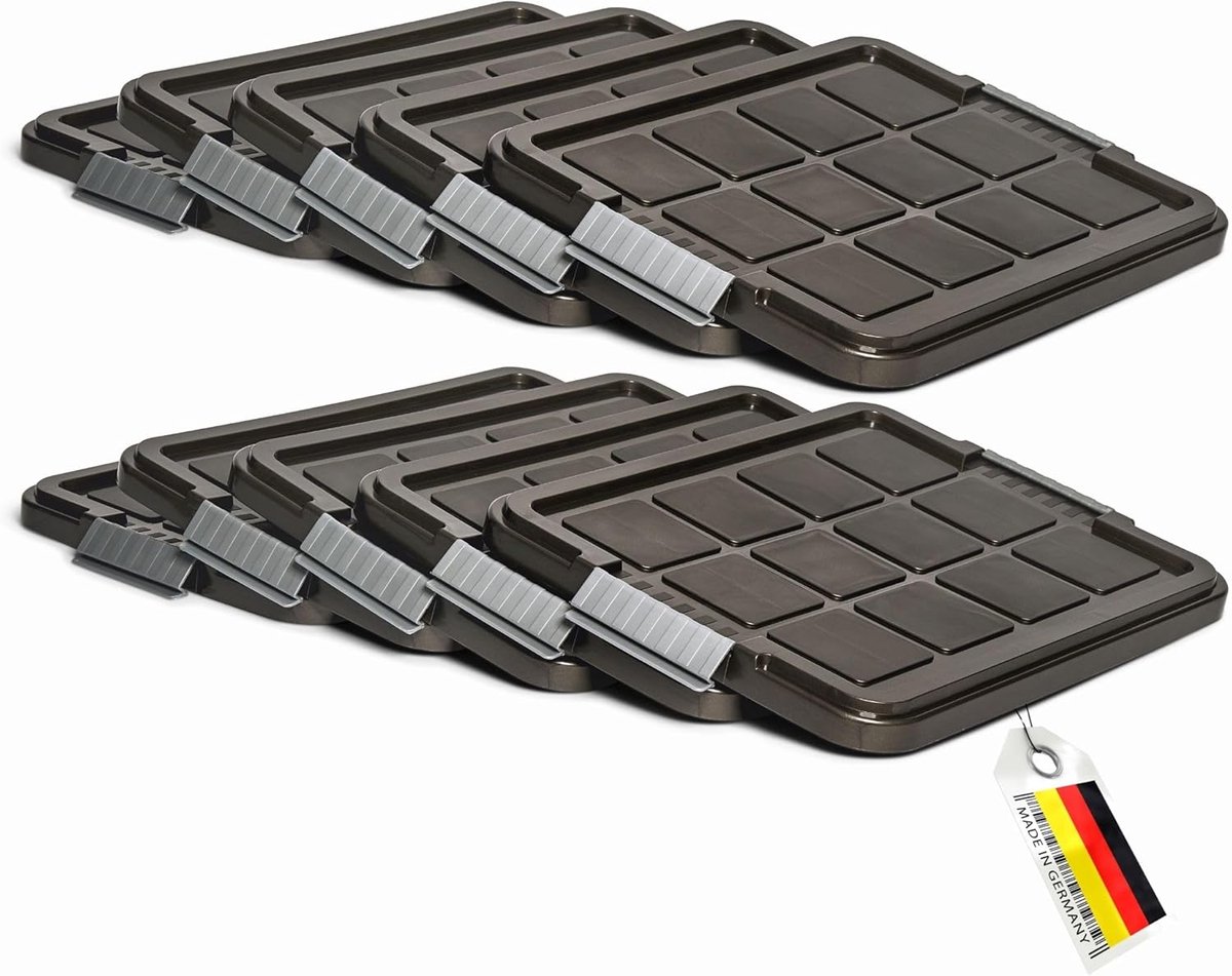 Novaliv 10x vervangingsdeksels 27 liter met clipsluiting 46,5x36,5 cm antraciet