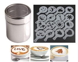 Ibenzoa® Complete Set Cacaostrooiers en Koffiesjablonen voor Creatieve Koffie- en Dessertdecoratie