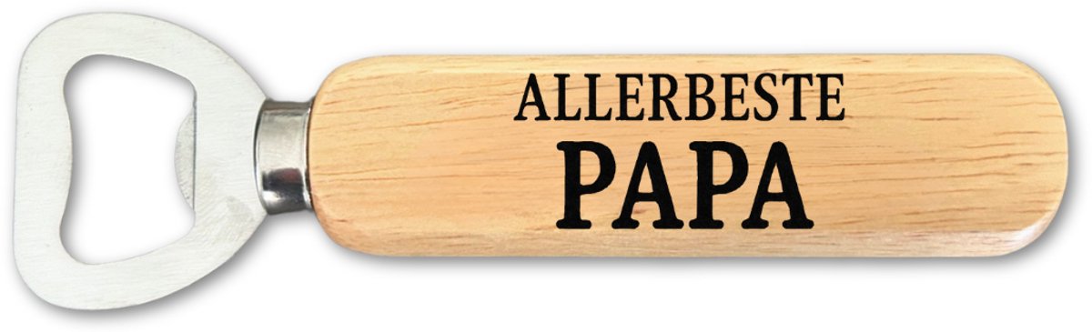 Houten Bieropener "Allerbeste Papa" - Duurzaam Cadeau voor Vaderdag - JMWOODS - Handvat - Gepersonaliseerd- Uniek Kado voor Vader