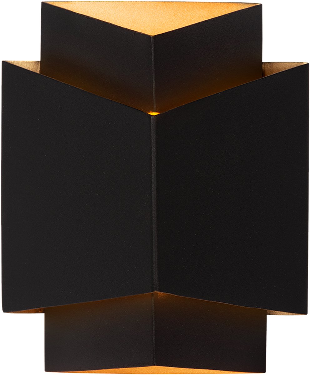 Atmooz Eclips Wandlamp – 18x15x22 cm – Zwart Metaal met Gouden Binnenkant – G9 – Up & Downlight – Design Sfeerverlichting