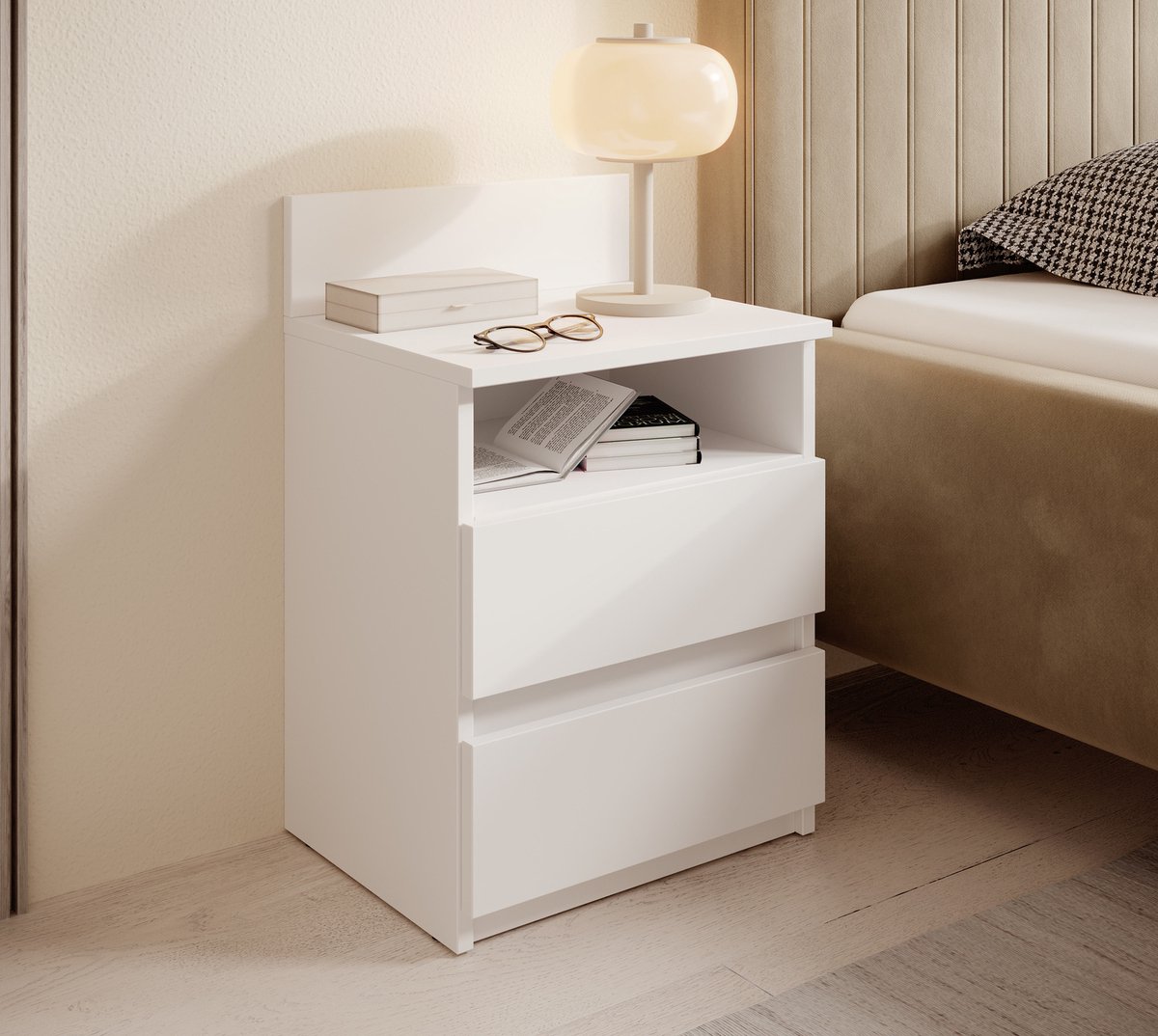 MEUBELLA Nachtkastje Masuka - Wit - 40 cm
