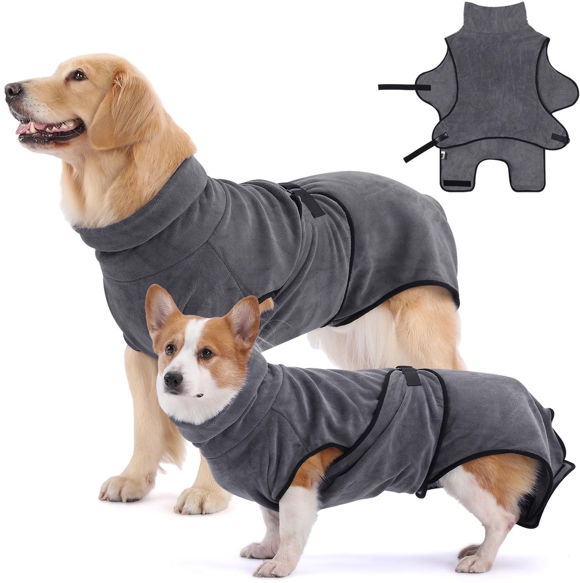 Ibenzoa® Absorberende Microvezel Hondenbadjas voor Alle Maten Huisdieren, Sneldrogend en Comfortabel