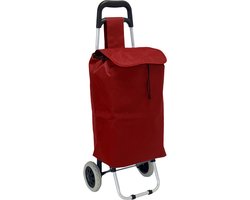 Dreamble® | Boodschappentrolley | Boodschappenwagen | Rood | Extra Groot en Sterk | 46 Liter | Stalen Frame | Grote Wielen | Lichtgewicht | Opvouwbaar | Afneembare Boodschappentas | 2 Ritsvakken | Waterafstotend