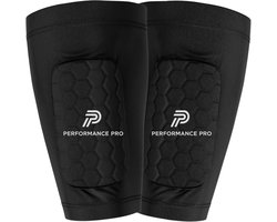 Performance Pro Ingebouwde Mini Scheenbeschermers - Kinderen 7 Tot 12 Jaar - Scheenbeschermers voetbal - Shin Pad Sleeve - Voetbal scheenbeschermers - Kids - Met opbergzakje - Zwart