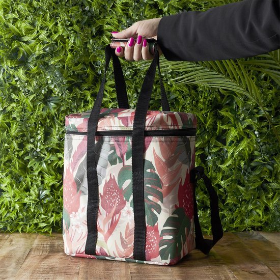 Cook Concept Koeltas Tropical Leafs - voor lunch en drinks - 12L - 30 x 15 x 25 cm - rood van Merkloos — afbeelding 3
