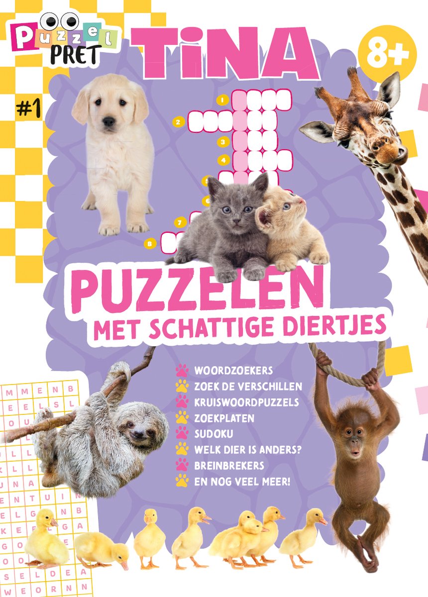 Tina Puzzelpret 1 - Puzzelboek - Puzzelboek Kinderen - Puzzelboeken - Sudoku Kinderen - Puzzelen - Puzzels - Puzzel - Puzzel boek - Speelgoed - Knutselen - DIY - Breinbreker - Speelgoed Meisjes - Meisje - Vakantieboek - Winterboek - Raadsels