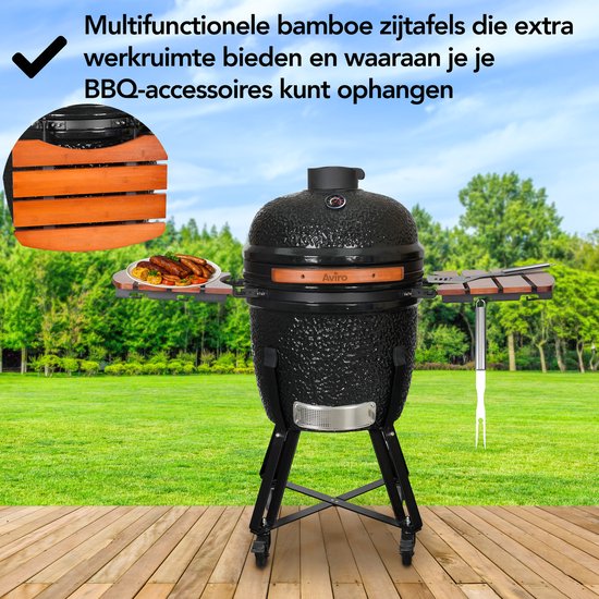 Aviro Kamado BBQ Egg XL - 21,6 Inch - Inclusief Hoes - Tot 10 Personen - Houtskoolbarbecue - Ø 46 CM - Zwart van Aviro — afbeelding 5