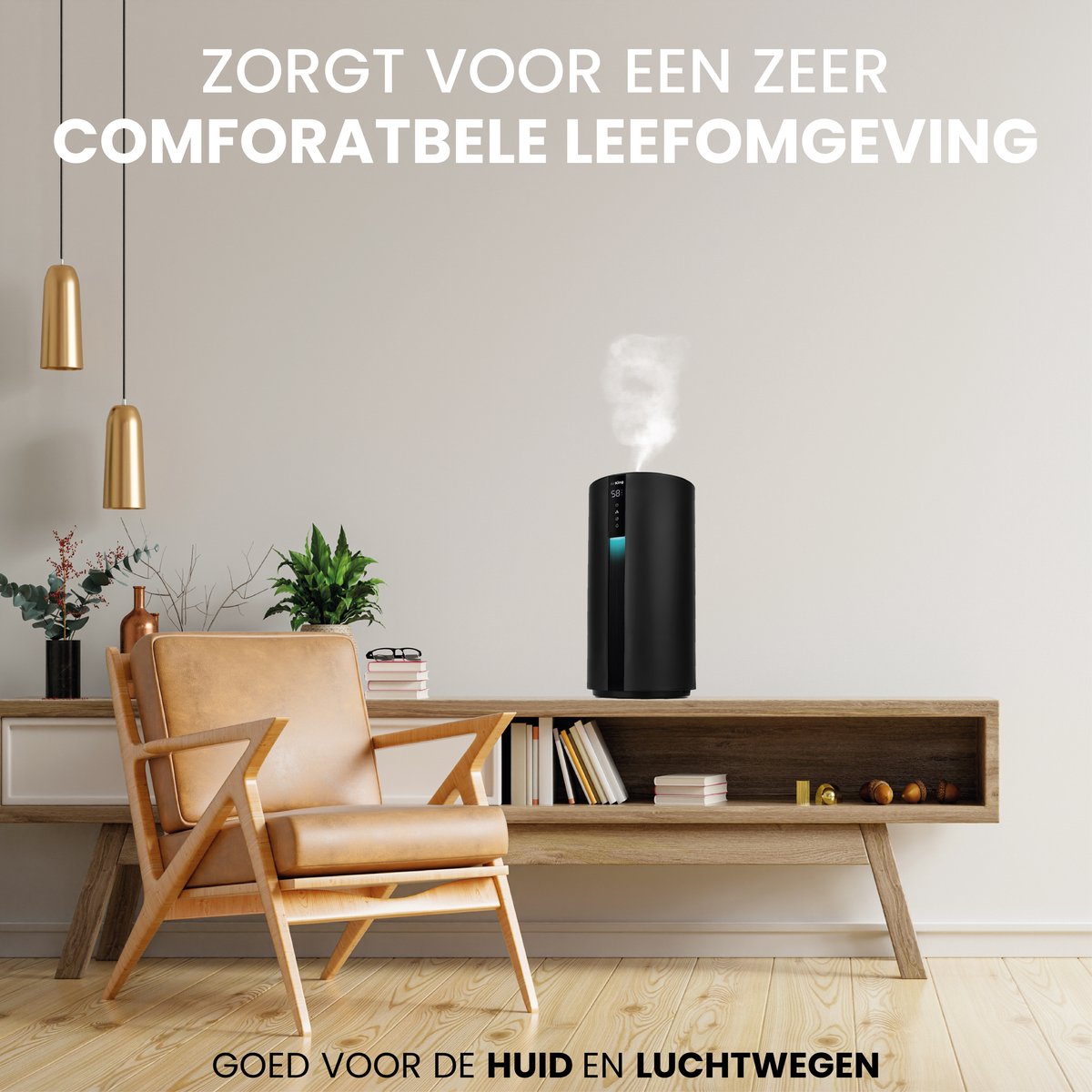 AirKing Luchtbevochtiger - Humidifier Zwart - Bevochtiger huiskamer slaapkamer - Topfill - 3.5 Liter - Hygrometer - Aroma thumbnail 6