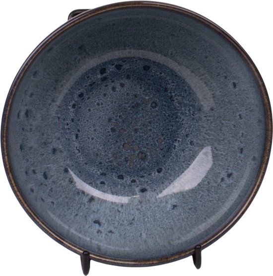 Set de 6 bols - 15,5 cm - Amadora - bleu effet aqua - Grès portugais