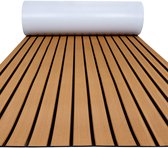 TeakFoamShop – Tapis de bateau en mousse de teck EVA Pro Series – Revêtements de sol autocollant Premium Bateaux – 240 x 60 cm – Marron clair avec lignes noires – Durable et Luxe , antidérapant