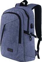 TRVLMORE Rugtas - 25L - 15,6 Inch - Laptop Rugzak met USB - Schooltas - Heren en Dames - Tas - Levenslange Garantie - Donkerblauw