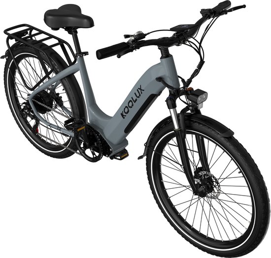 KOOLUX - X2 Elektrische Fiets - E-Bike - 26 x 1,95 In ch Banden - 48V 15Ah Lithium Accu - 250W Motor - Maximaal 25km/u - Maximaal bereik 80km - Hydraulische remmen - Shimano 7-speed versnelling - LCD Scherm - Aluminium Frame - Grijs van KOOLUX — afbeelding 3