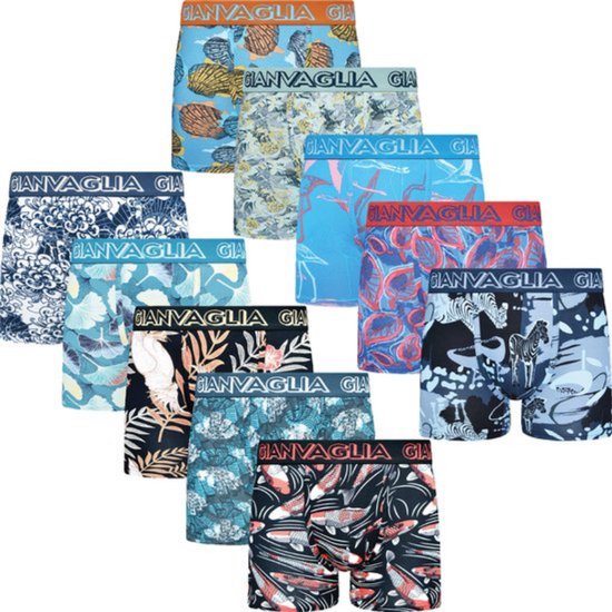 Boxershort Heren | 10 Pack | Katoen | Maat XXL | Oceaan Mix Print | Ondergoed Heren | Onderbroeken Heren