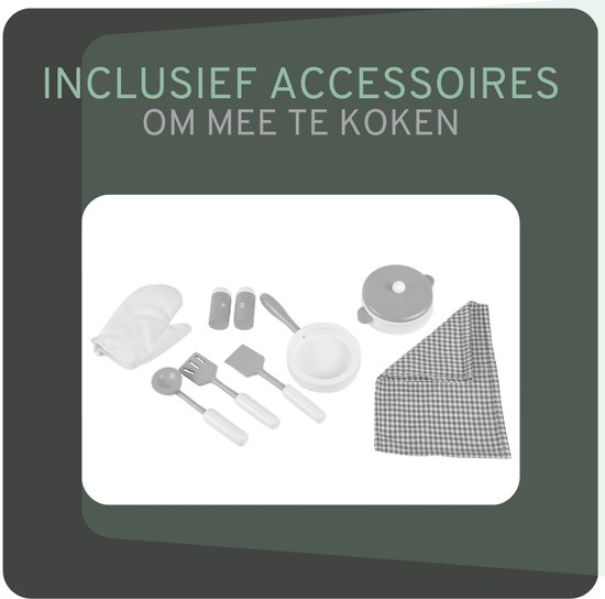 Houten kinderkeuken Chef Deluxe XL wit - 3 jaar - aanrechthoogte 59 cm - incl. 9 accessoires van Houten — afbeelding 5