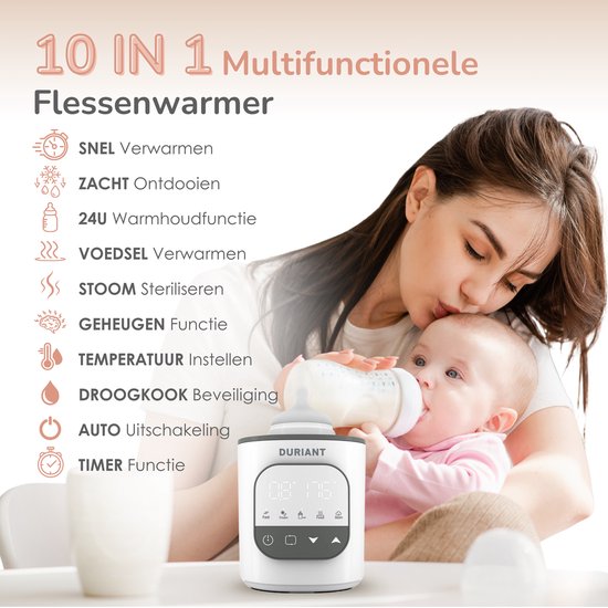 Duriant® Flessenwarmer- Flessenwarmer PRO 10in1- Flesverwarmer - Snelle Opwarming- Steriliseren- BPA FREE - Geschikt voor alle flessen-Thermostaat van Duriant — afbeelding 2