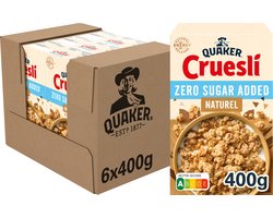 Quaker Cruesli Zero Sugar Added Naturel - Ontbijtgranen - 6 x 400 gram