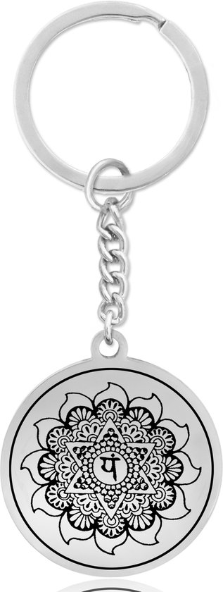 Hart Chakra (Anahata) Sleutelhanger - Zilverkleurig Talisman - Roestvrij Staal - Spiritueel Cadeau - Pax Amare