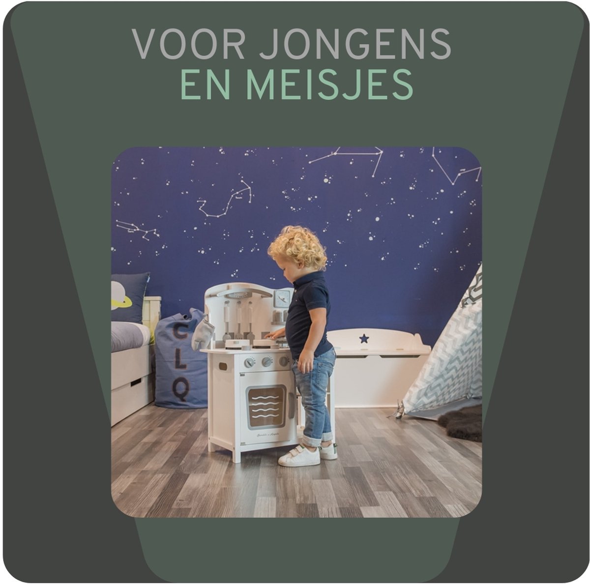 Bandits & Angels Houten Kinderkeuken Chef Deluxe White vanaf 2 jaar voor Jongens en Meisjes - Aanrechthoogte 46 cm - incl. 8 Accessoires - Kinder Keuken Wit - Keukentje Hout — afbeelding 5