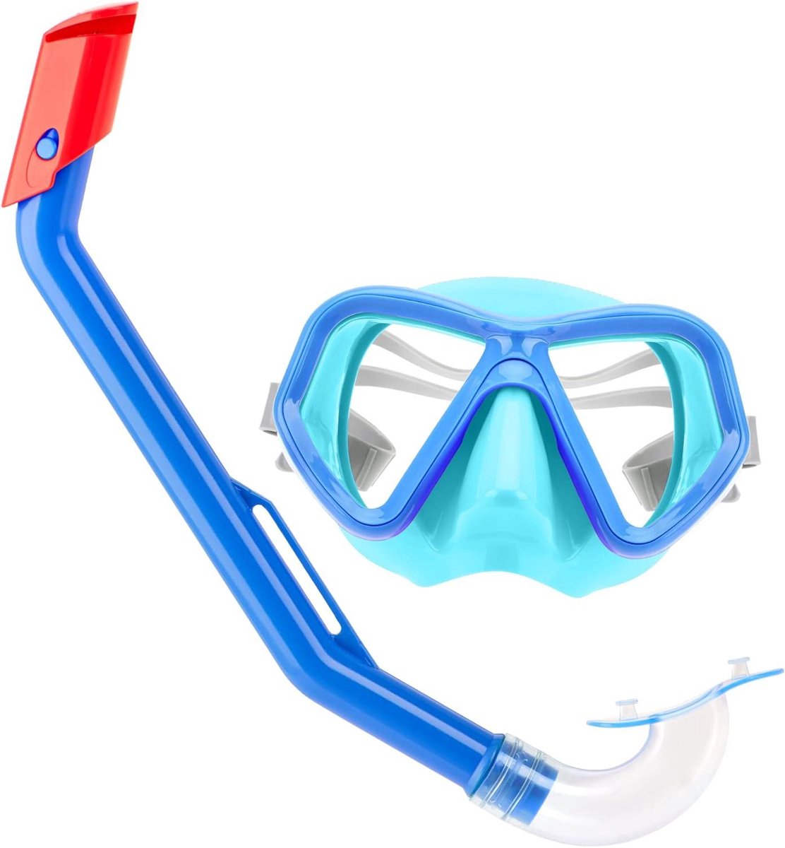 Snorkelset voor kinderen - kleurrijke duikaccessoires - duikbril en snorkel - zwembril met verstelbare hoofdband (kinderen - blauw)