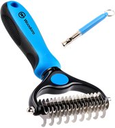 Peigne professionnel à 2 côtés - Brosse pour chien - Peigne pour poils de chien pour duvet - Élimine les nœuds et prévient la chute des poils - Bleu