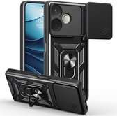 Coverup Hoesje - Geschikt voor OPPO A5 Pro 5G Hoesje - Coverup Armor Ring Kickstand Back Cover met Camera Shield - Zwart