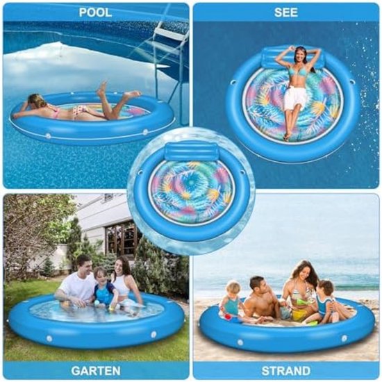 Tanning Pool Bed - Luchtbed Zwembad Opblaasbaar - Rond - Blauw van Funboy — afbeelding 4