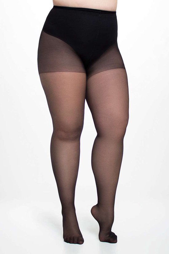 Giulia - Positive Style (grande taille) Collants transparents 20den avec support (multipack) - Zwart - 3XL