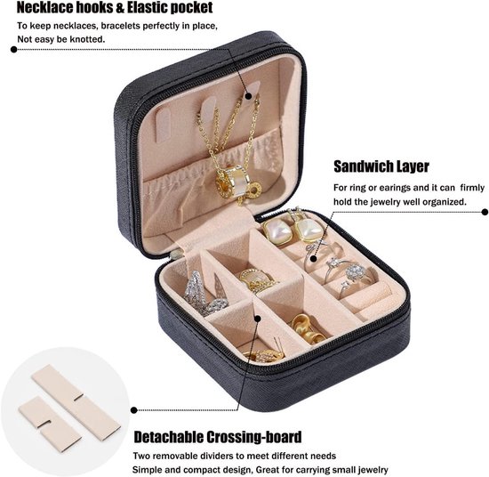 Mini Sieradendoosje van Kunstleer Oorbel Ketting Armband Ring Organizer Koffer Multifunctioneel Draagbaar Reizen kopen vanaf een prijs van 10