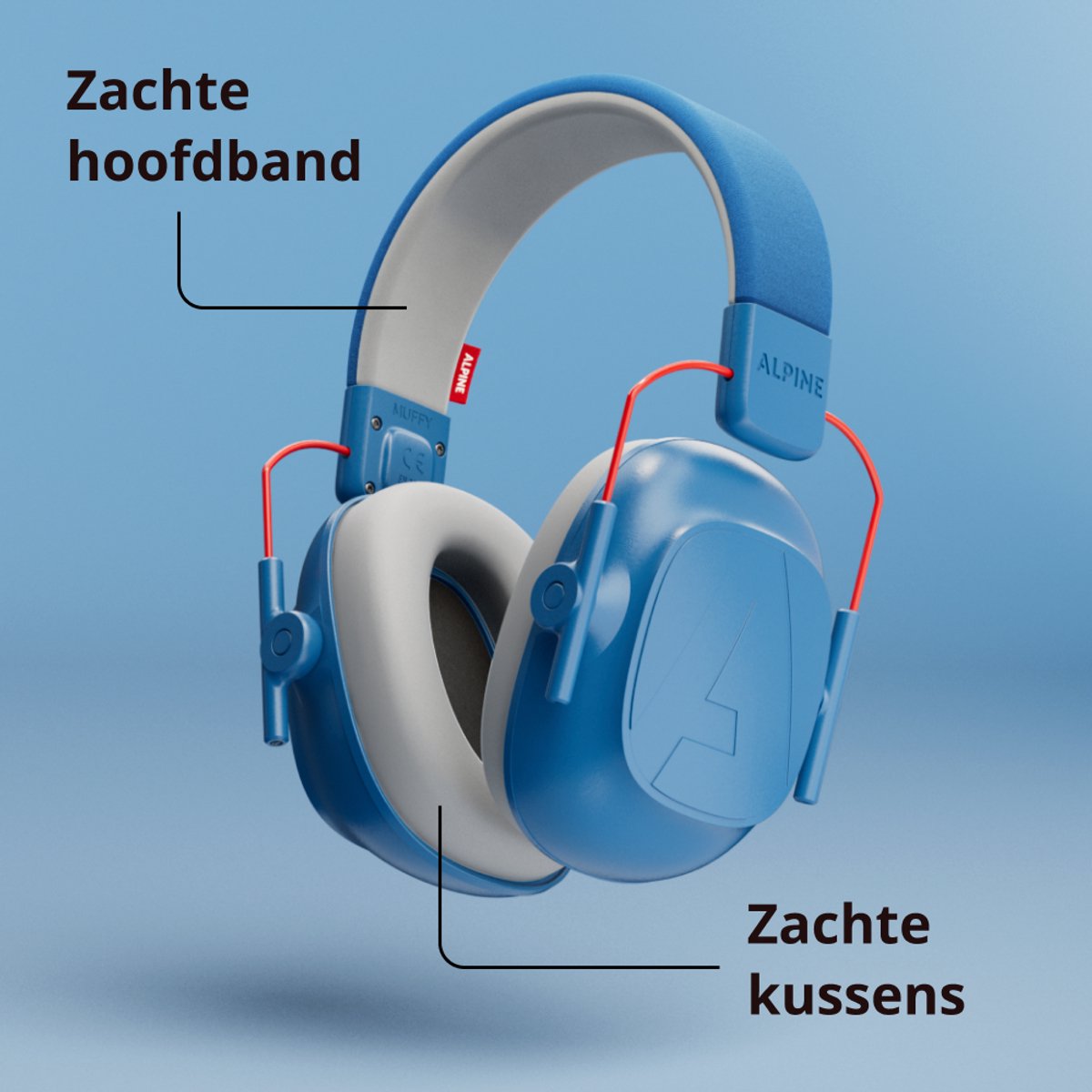 Alpine Muffy Kids Gehoorbescherming Kinderen 25 dB (5–16 Jaar) - Verstelbare Oorkappen voor Focus, School & Evenementen - Comfortabele & Opvouwbare Oorbeschermers - Blauw – foto 2