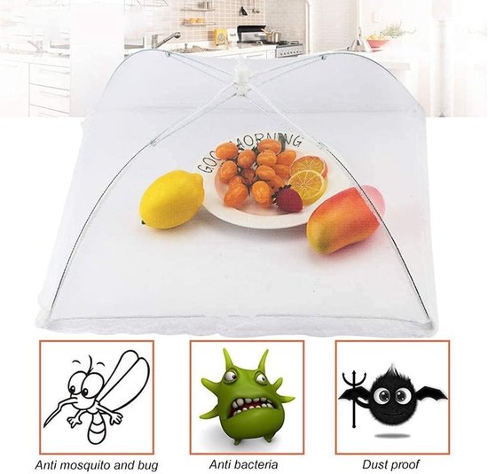 Vliegenkap - 2 Stuks - Voedselkap - Vliegenkappen - Voedseldekking - 43 x 43 x 20 CM - Opvouwbare Voedselkapjes - Afdekhoes Voor Eten - Voor Barbecues, Picknicks & Binnenshuis - Bescherming Tegen Vliegen & Wespen — afbeelding 2