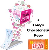 Boemby - Exploderende Confettikubus Verjaardagskaart - Tony Chocolonely Brievenbus Cadeau - Verjaardagscadeau - Chocoladecadeau - Unieke Confetti kaart