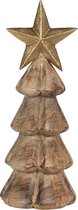 Clayre & Eef Kerstdecoratie Beeld Kerstboom 10*10*28 cm Bruin Hout Decoratief Figuur Decoratieve Accessoires