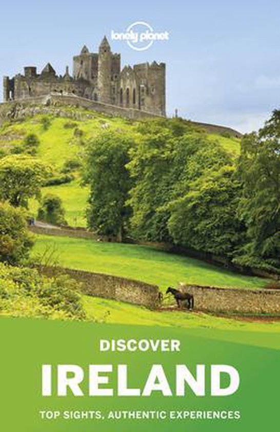 Boekhoes met een kasteel op een heuvel en de tekst 'Discover Ireland'